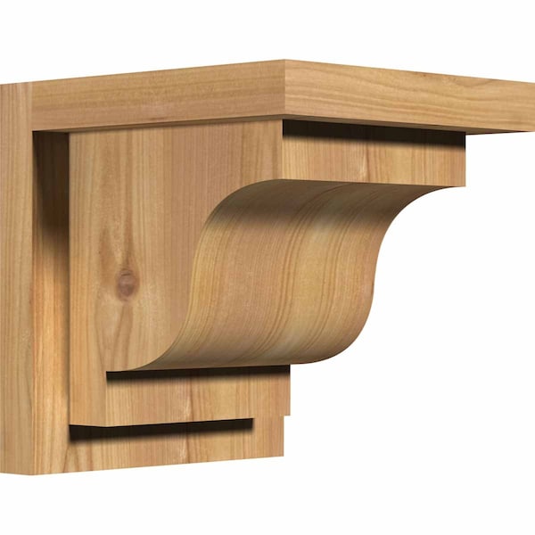 Ekena Millwork Newport Smooth Corbel w/Backplate, Western Red Cedar, 7 1/2"W x 8"D x 8"H COR08X08X08NEW01SWR - main